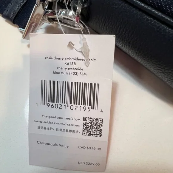 Kate Spade Rosie Cherry Embroidered Denim Phone Crossbody - Picture 6 of 9